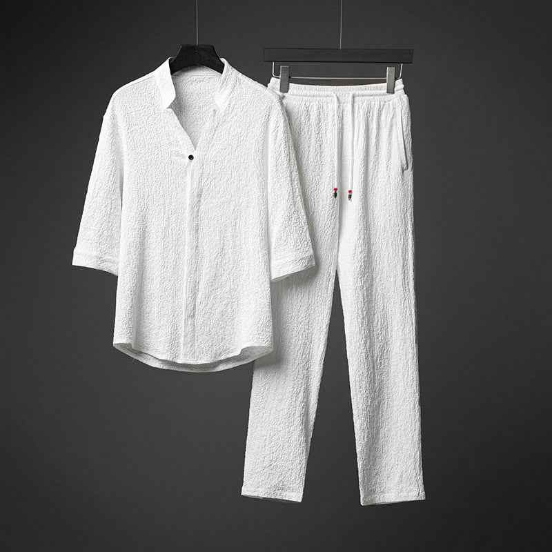 Men's Hanfu Tang Suit: Casual Two-Piece Linen & Hemp Traditional Chinese Attire