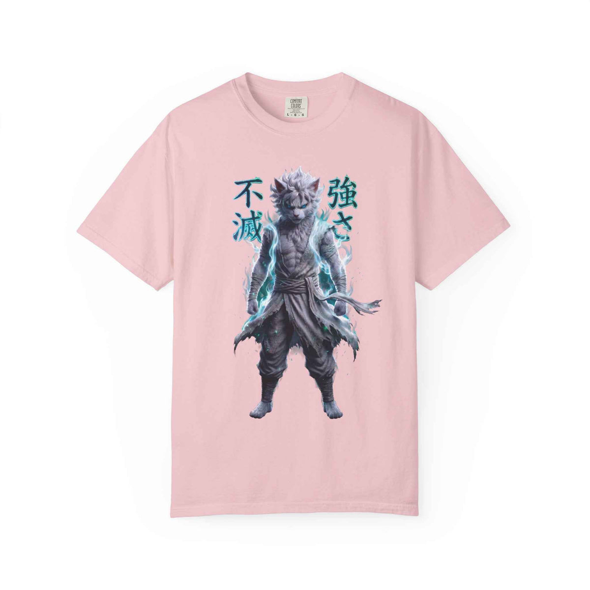 Cyberpunk Cat Warrior Graphic Tee - Harajuku Style, 100% Cotton Premium Tee