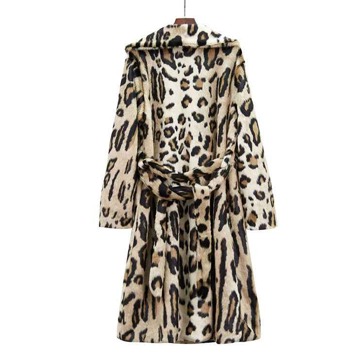 Long Plush Coat Women's Coat Belt Trench Coat