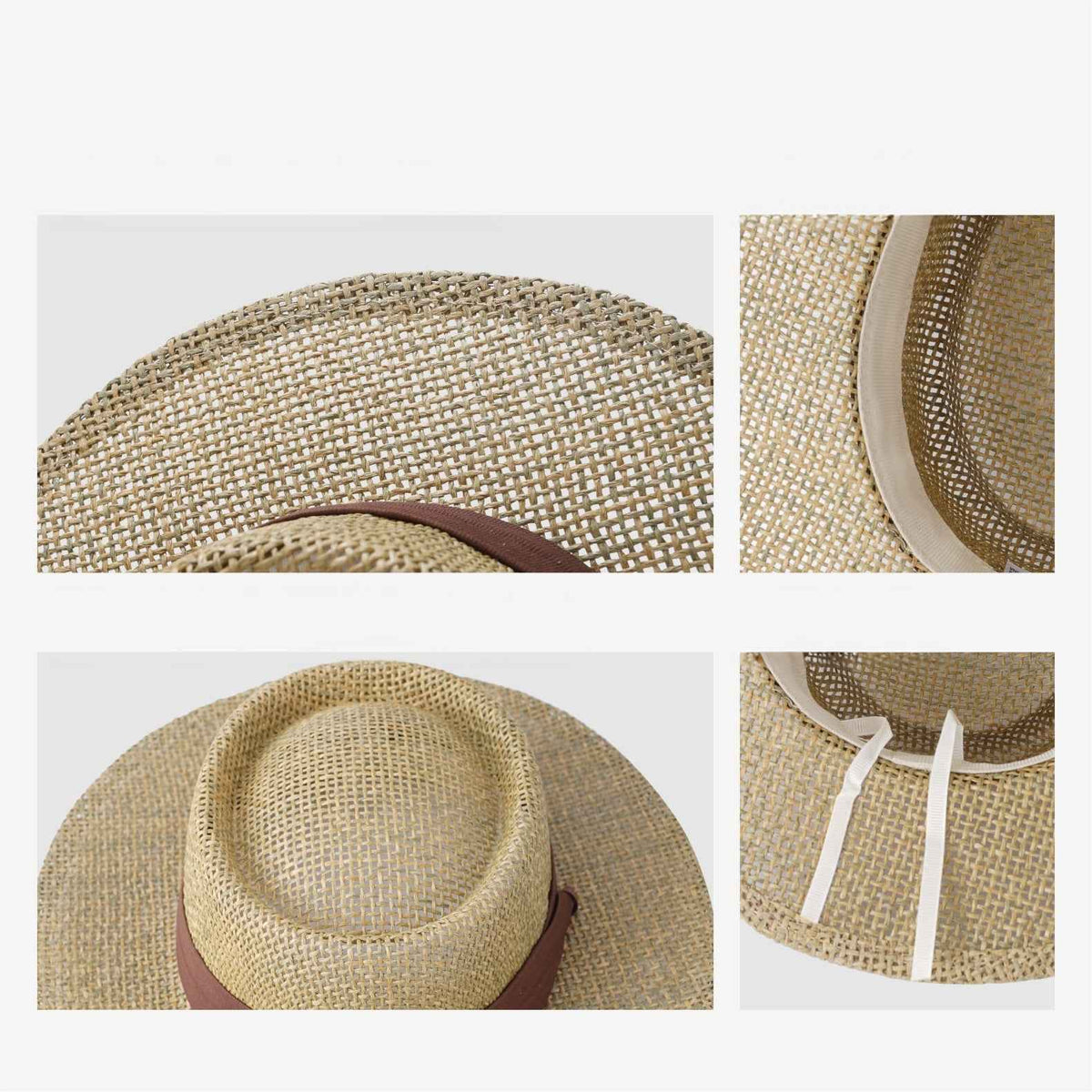 Women's Old Money Style Hollow Flat-top Straw Hat, Summer Versatile Sun Hat For Vacation, Beach & Seaside Sun Protection Straw Fedora