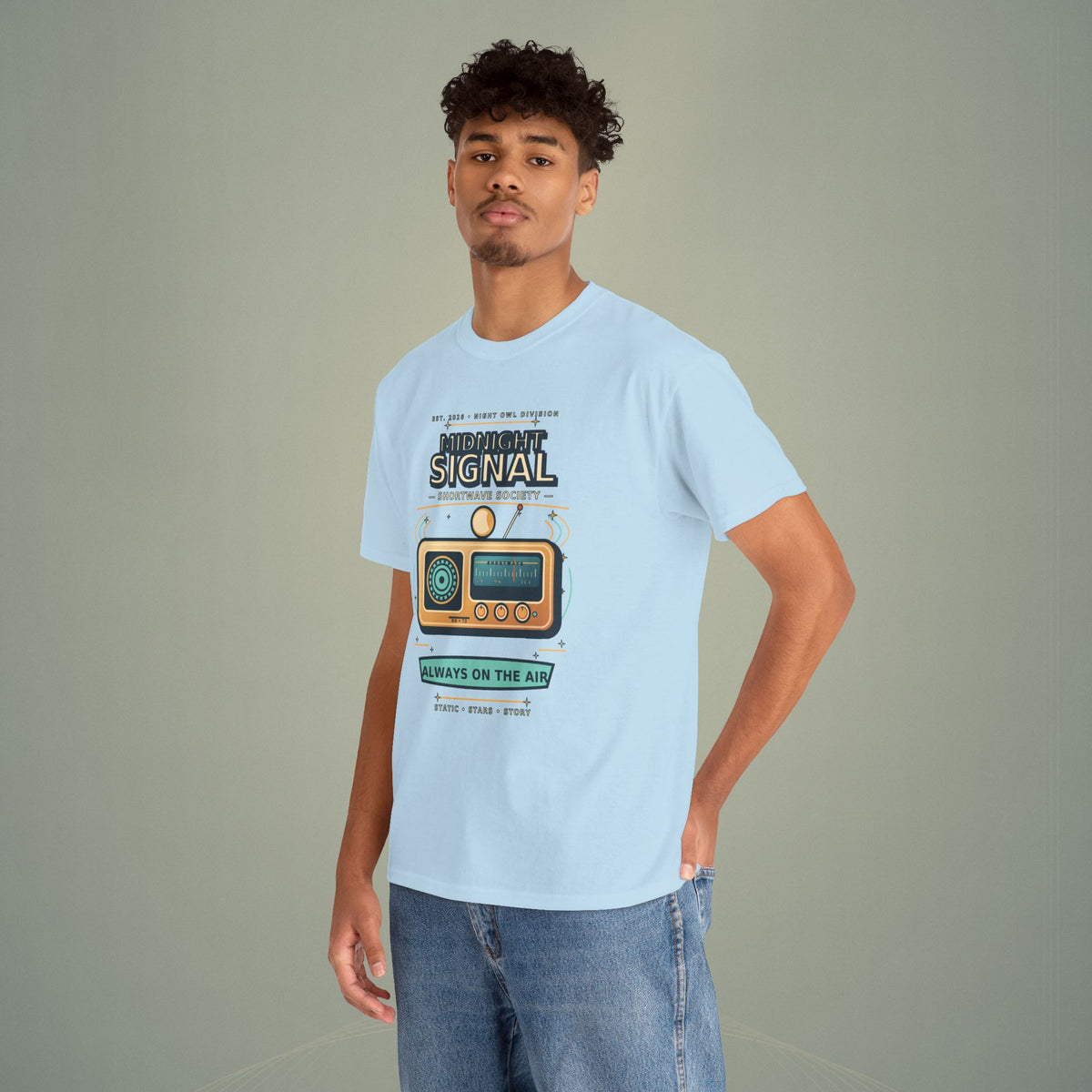 Midnight Signal Shortwave Society Tee | Vintage Ham Radio Operator Graphic Shirt | Gildan 5000