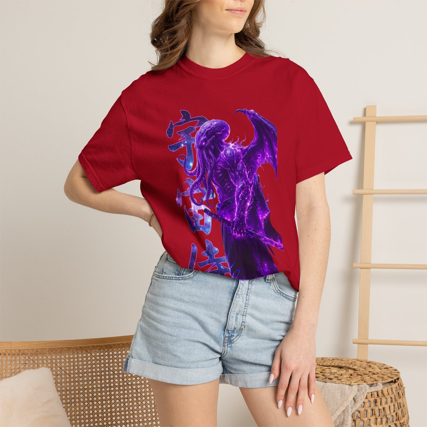 Purple Galaxy Monster Shirt Japanese Aesthetic T Shirt Cosmic Horror Graphic Tee Harajuku Streetwear Comfort Colors 1717 Apparel