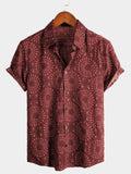 Men's Sunflower Short-sleeved Button Printed Top