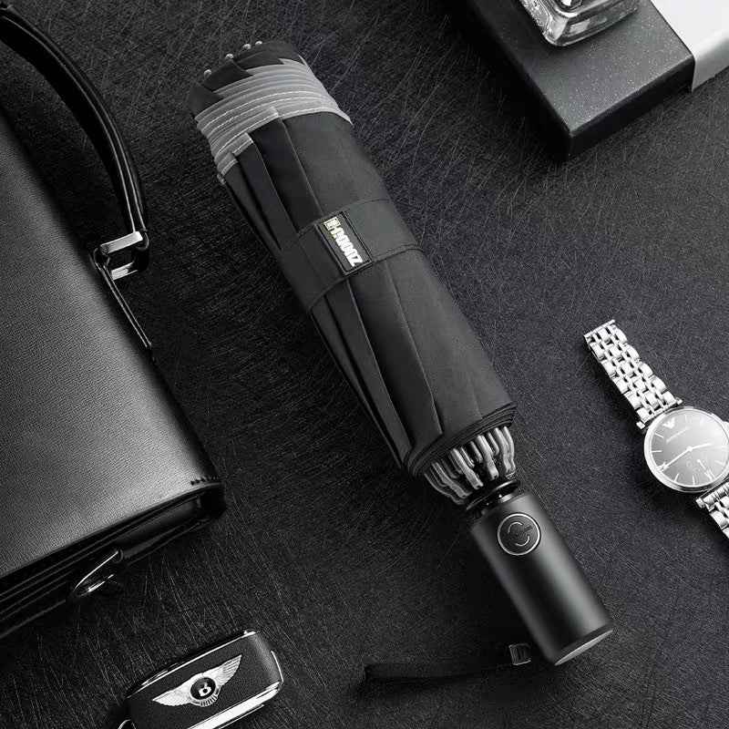 LED Flashlight Folding Umbrella - Bright on Rainy Nights & Sunny Days
