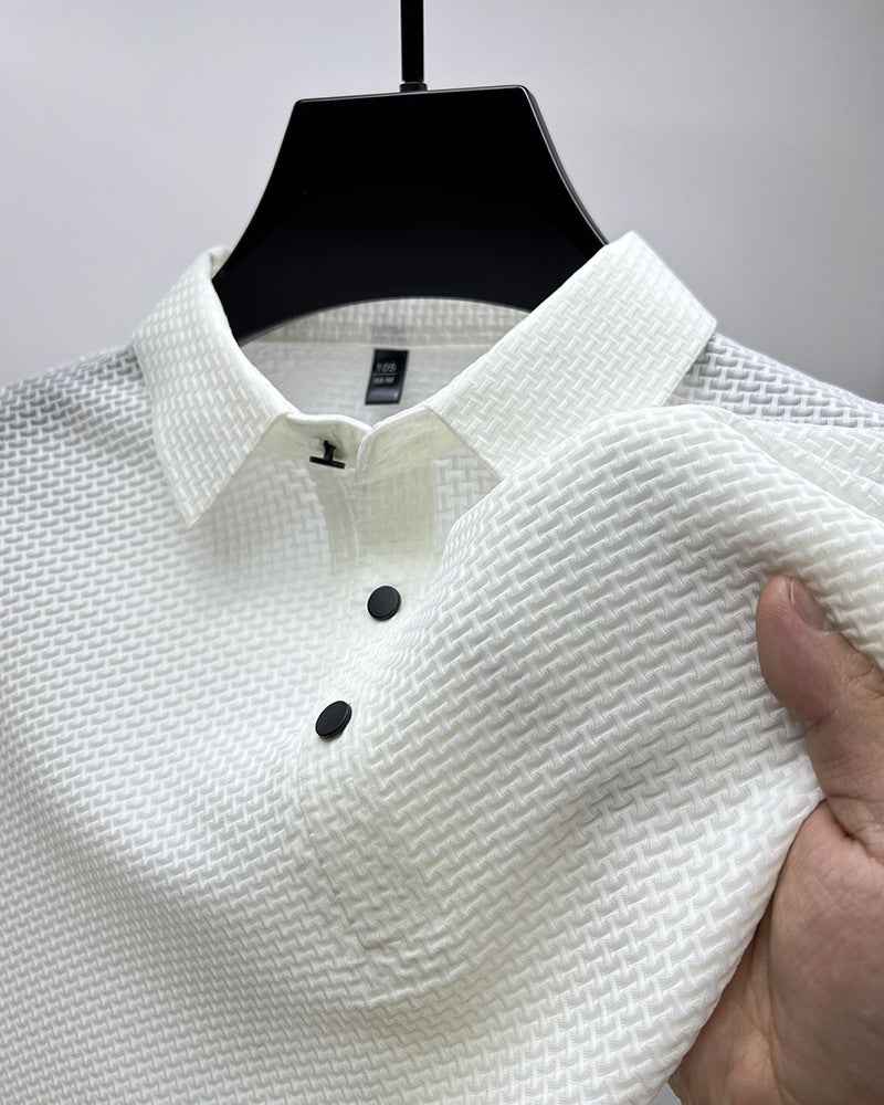 Men's Lightweight Ice Silk Mesh Knit Polo Shirt - Breathable Urban Streetwear