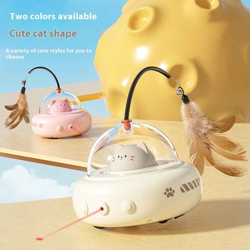 Smart Teaser Electric UFO Cat Teaser Stick with Bell & Replaceable Feathers