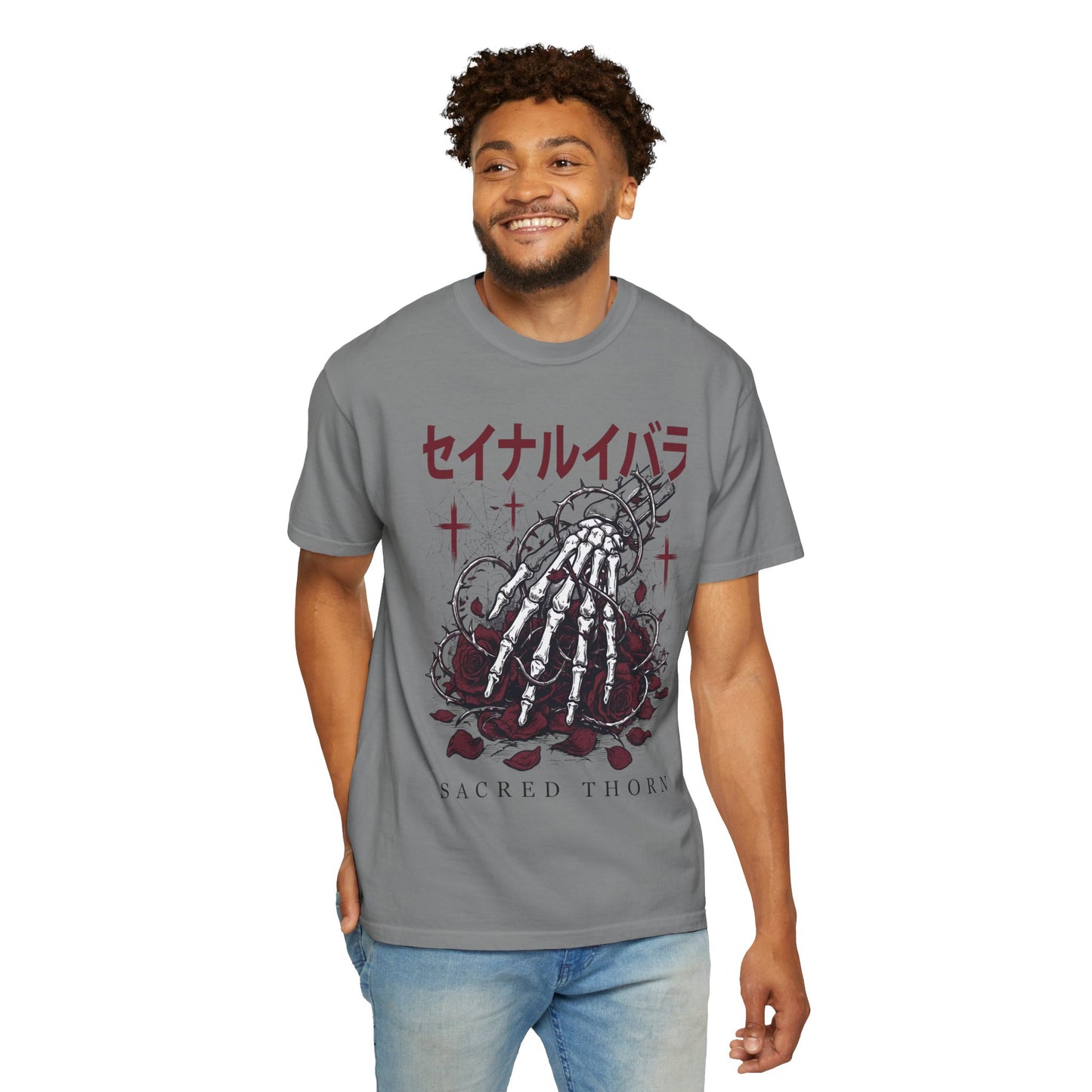 T-Shirt — Sacred Thorn Skeleton Hands Graphic Tee (セイナルイバラ)