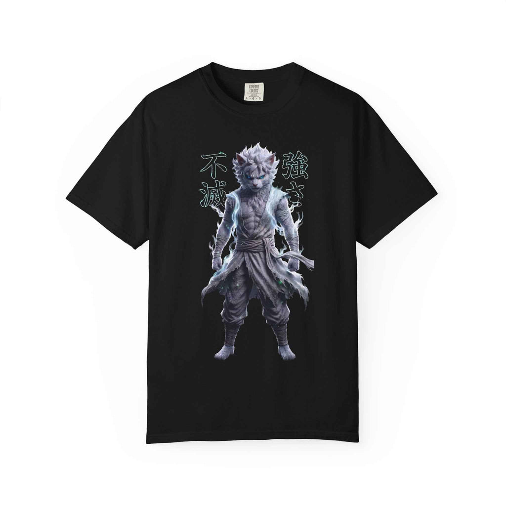 Cyberpunk Cat Warrior Graphic Tee - Harajuku Style, 100% Cotton Premium Tee