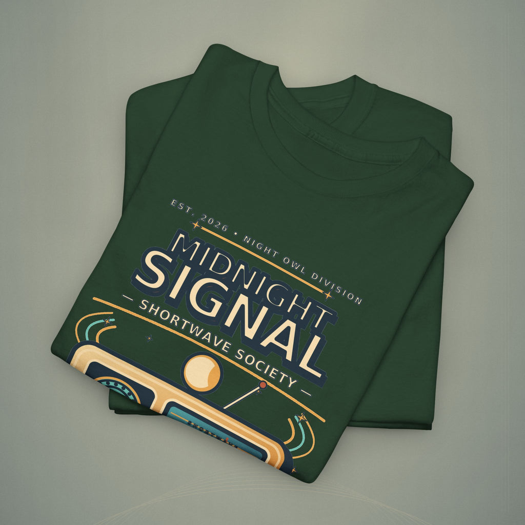 Midnight Signal Shortwave Society Tee | Vintage Ham Radio Operator Graphic Shirt | Gildan 5000