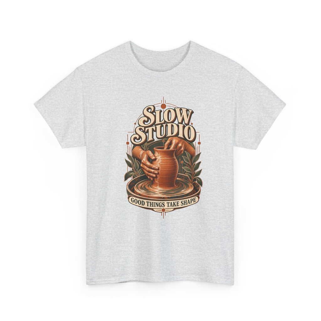 Slow Studio Pottery Wheel Graphic Tee | Good Things Take Shape | Gildan 5000