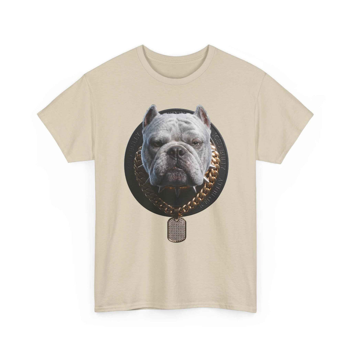 Bulldog Chain Shirt: 'Dog Tag' Graphic Tee for Dog Lovers