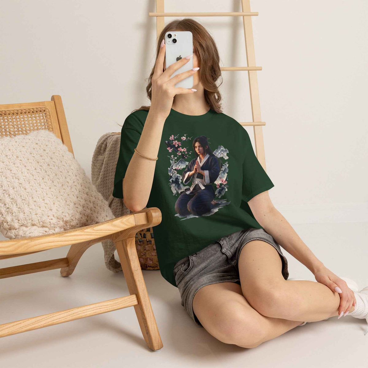 Japanese Aesthetic Kunoichi Sakura Graphic T-Shirt Anime