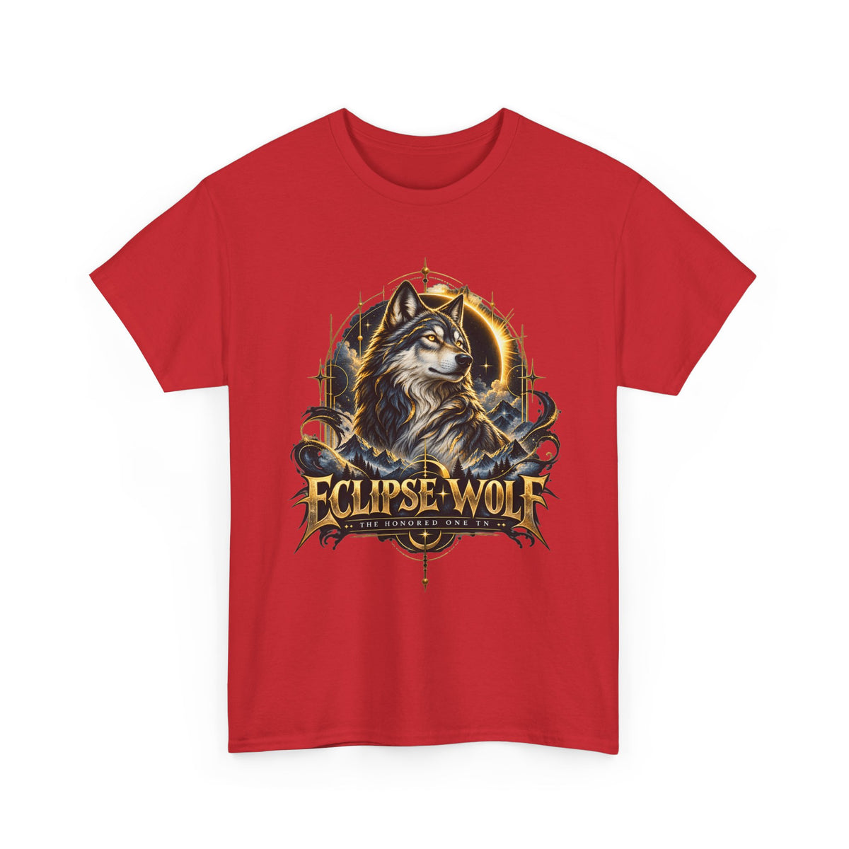 Eclipse Wolf Graphic Tee | Celestial Wolf Streetwear | Gildan 5000