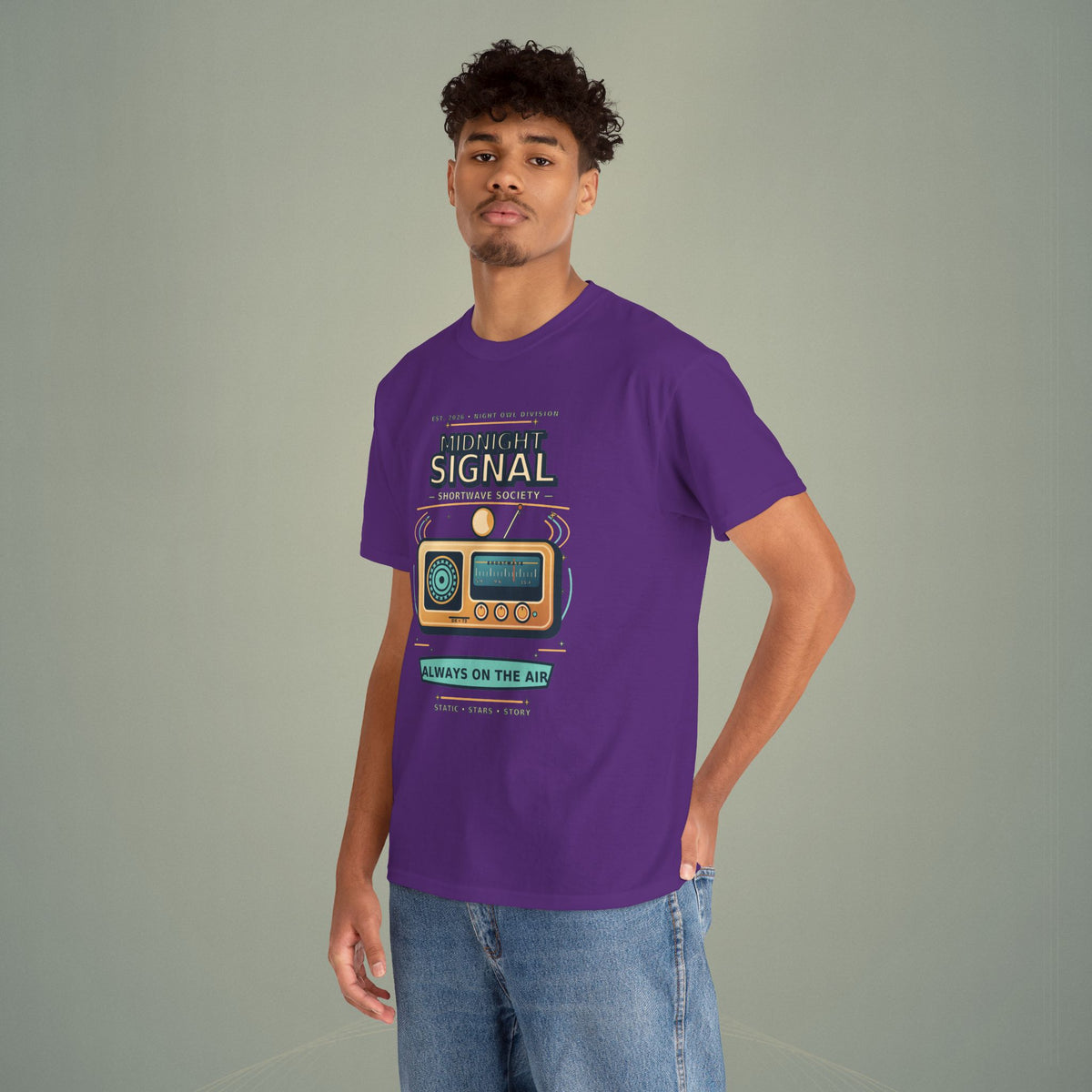 Midnight Signal Shortwave Society Tee | Vintage Ham Radio Operator Graphic Shirt | Gildan 5000