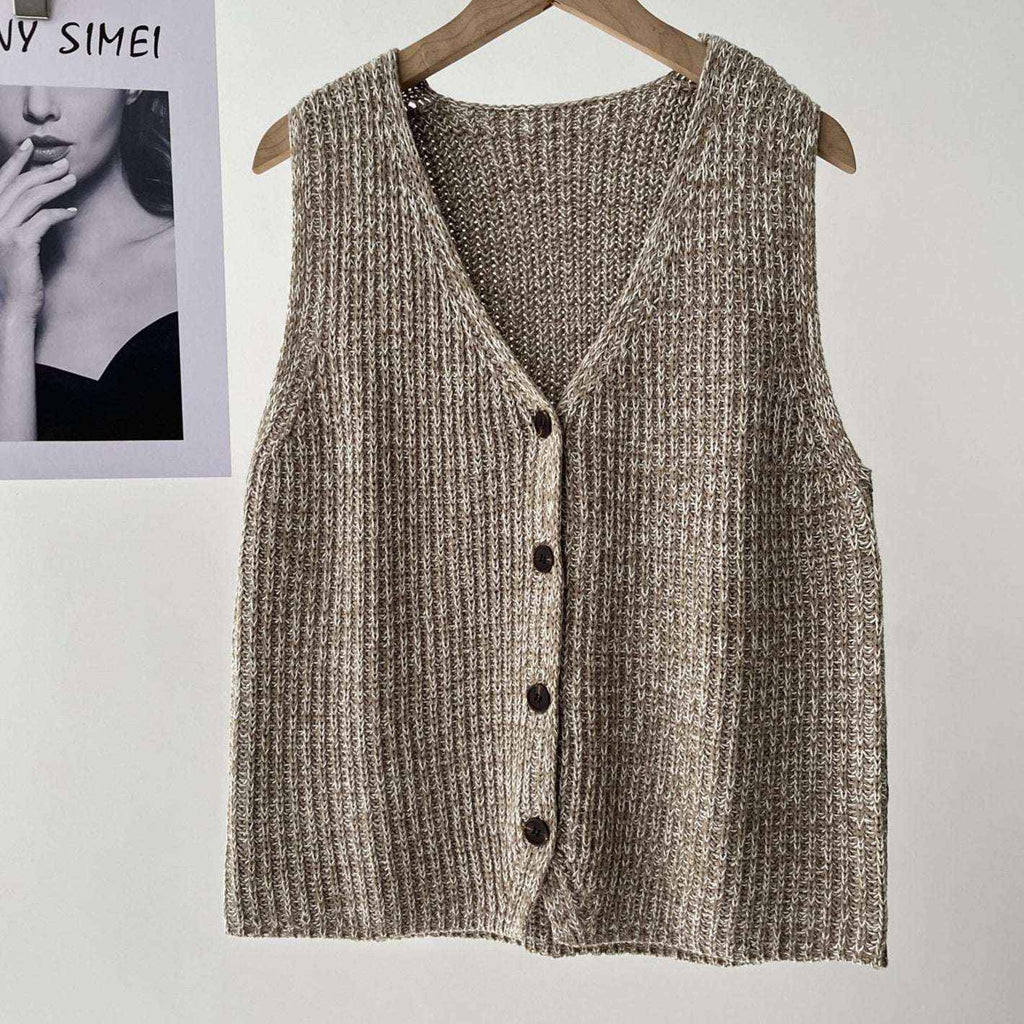 V-Neck Knit Sweater Vest for Office & Commute