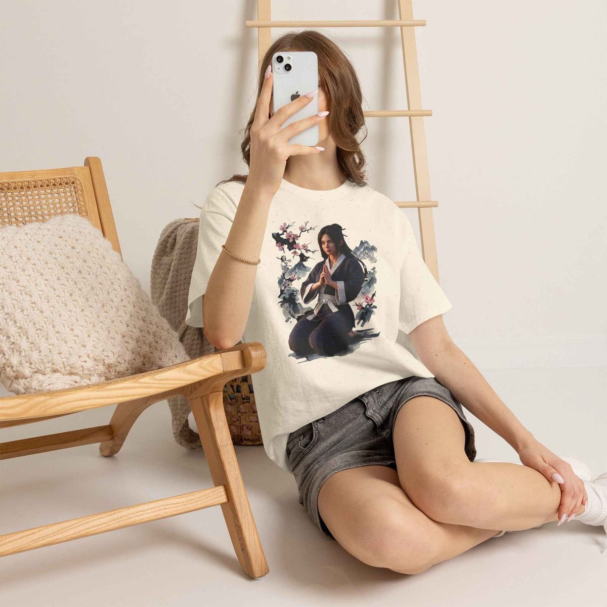 Japanese Aesthetic Kunoichi Sakura Graphic T-Shirt Anime