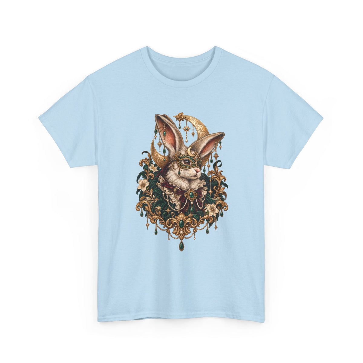 Velvet Masquerade Rabbit Graphic Tee | Gothic Baroque Bunny Shirt | Gildan 5000