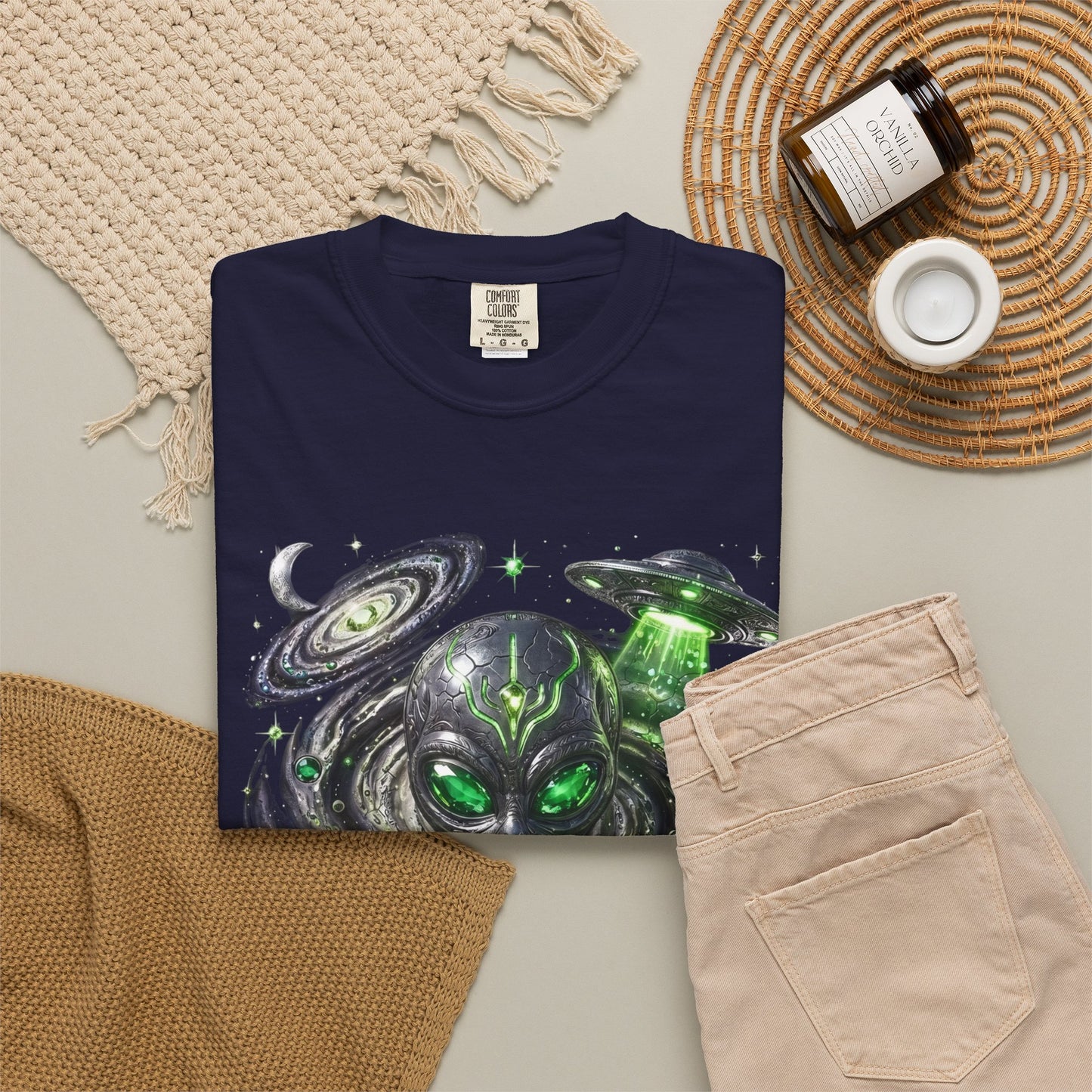 Y2K Cyberpunk Cosmic Space Monster T-Shirt Green Neon Aura Unisex Harajuku Style Streetwear Comfort Colors 1717 Graphic Tee
