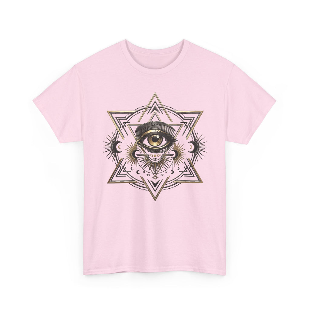 T-Shirt mit mystischem Auge und heiliger Geometrie – Schwerer Baumwoll-Streetwear