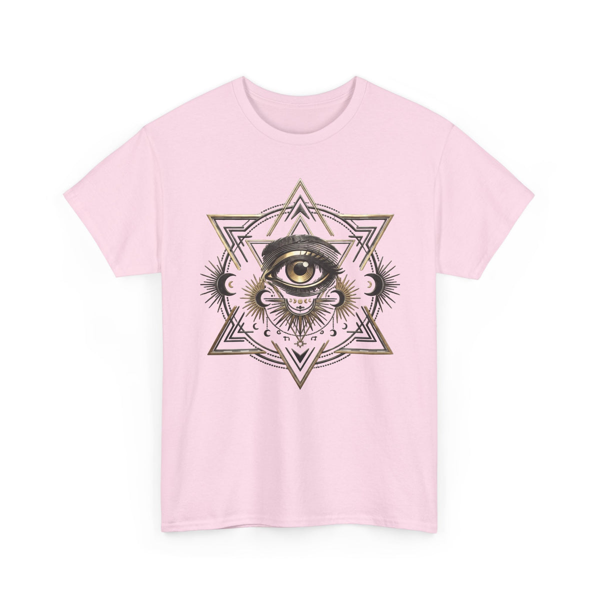 T-Shirt mit mystischem Auge und heiliger Geometrie – Schwerer Baumwoll-Streetwear