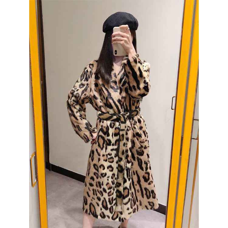 Long Plush Coat Women's Coat Belt Trench Coat