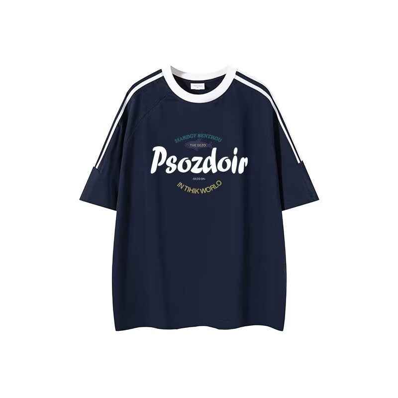 Vintage Japanese Hip Hop Striped Tee - Loose Fit Streetwear