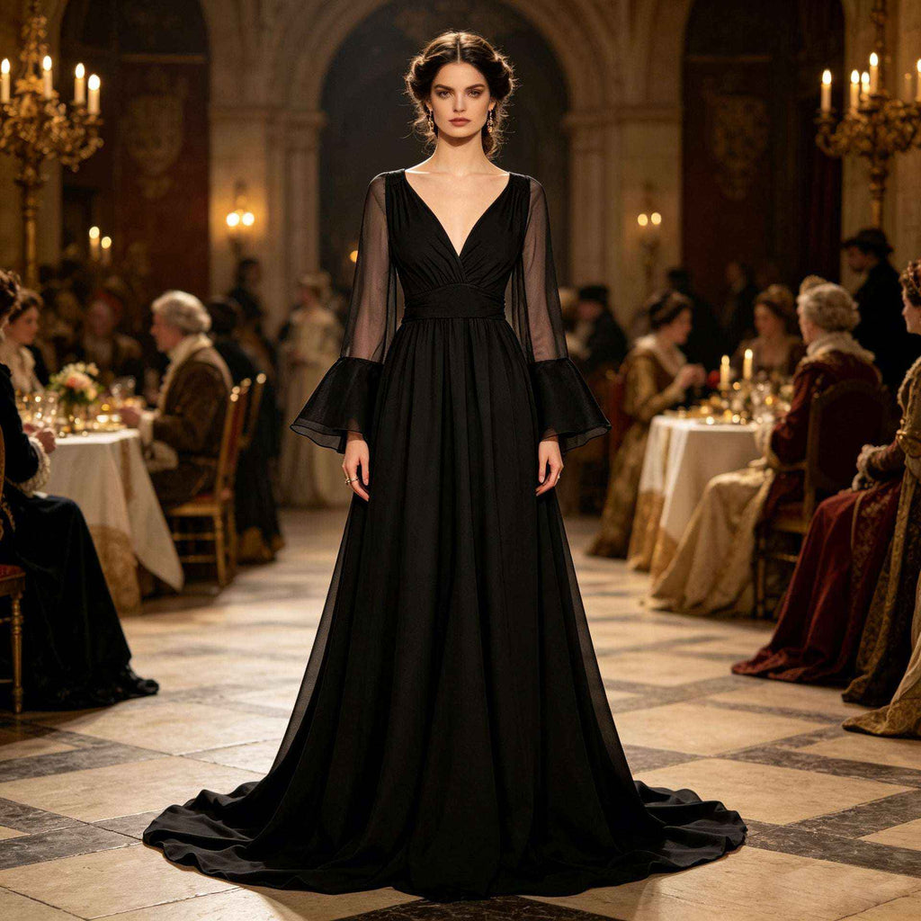 Renaissance And Medieval European Court-style Trailing Dress