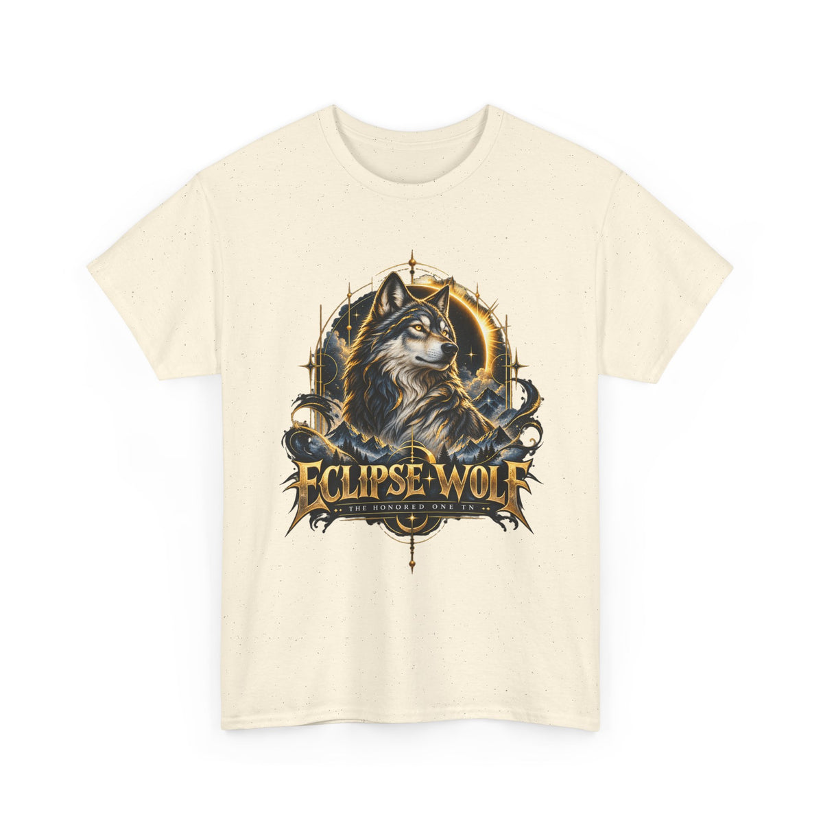 Eclipse Wolf Graphic Tee | Celestial Wolf Streetwear | Gildan 5000
