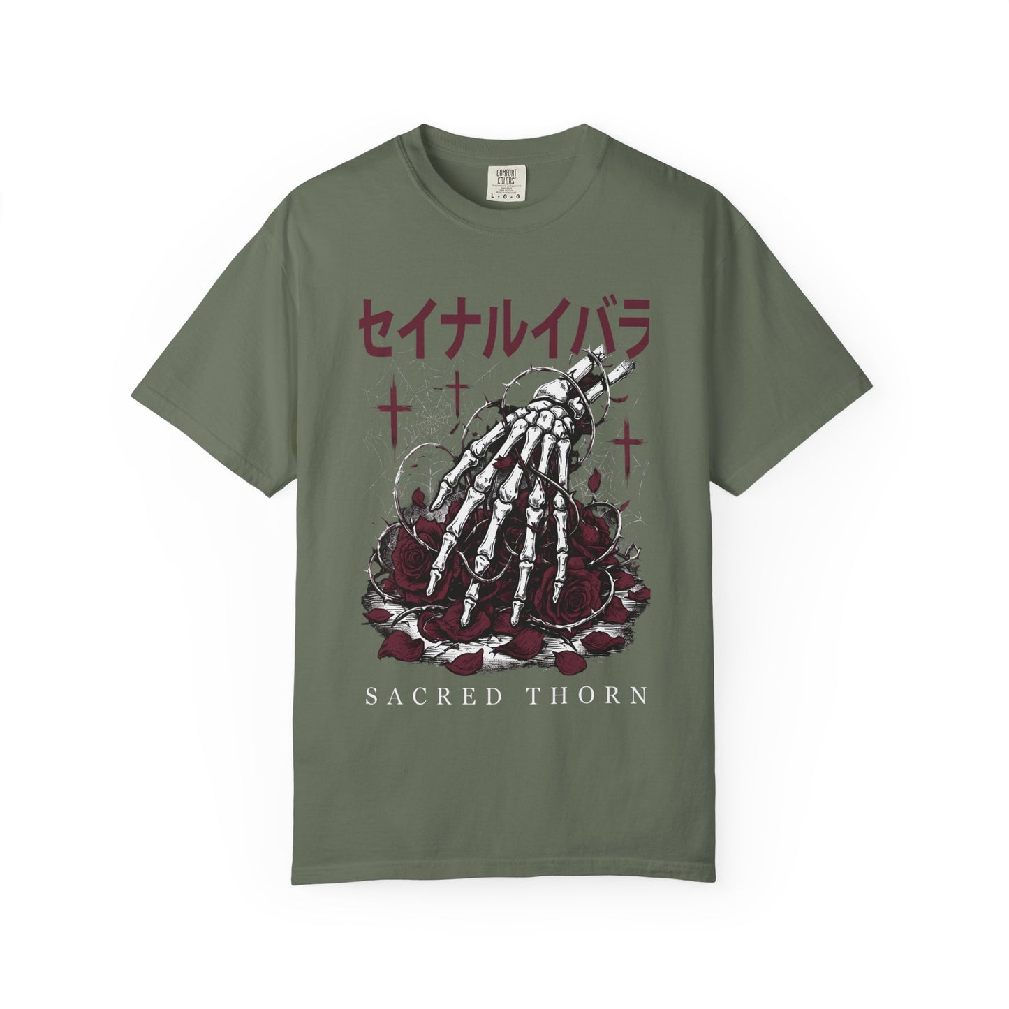 T-Shirt — Sacred Thorn Skeleton Hands Graphic Tee (セイナルイバラ)