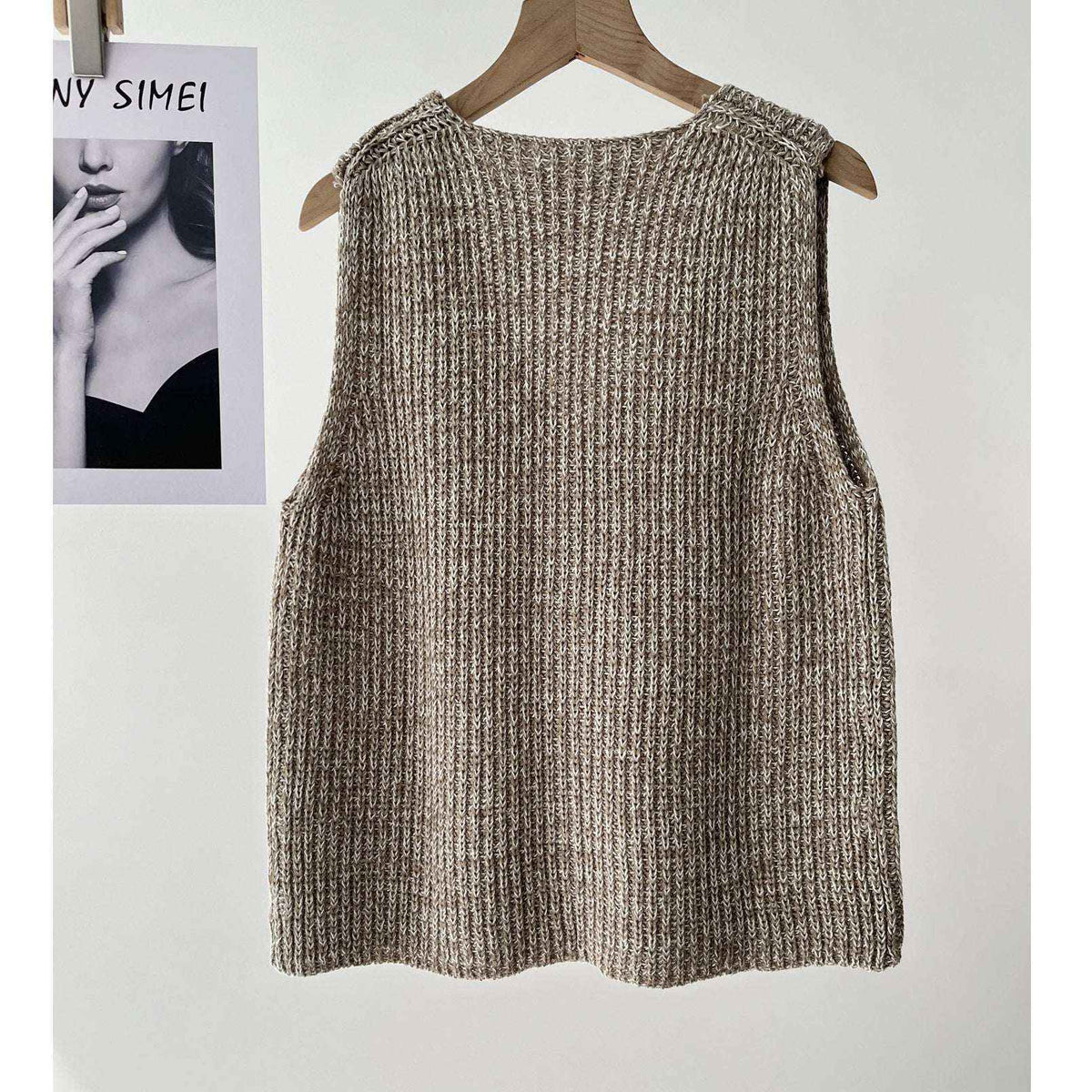 V-Neck Knit Sweater Vest for Office & Commute