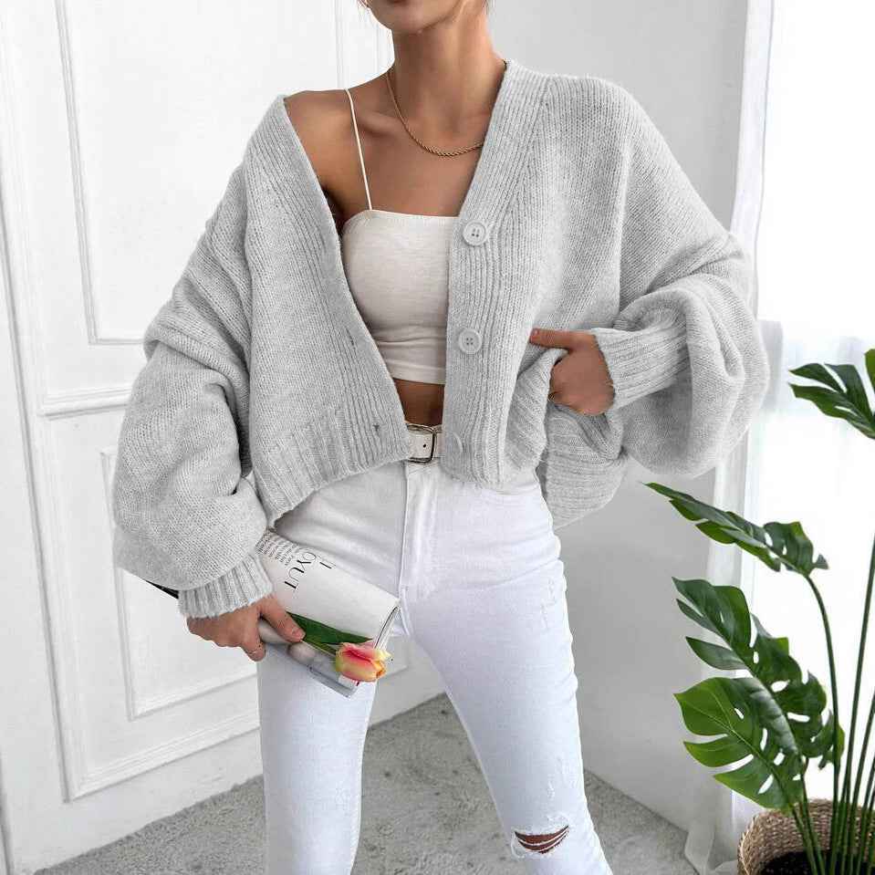 Women's Casual Loose V-Neck Jacket