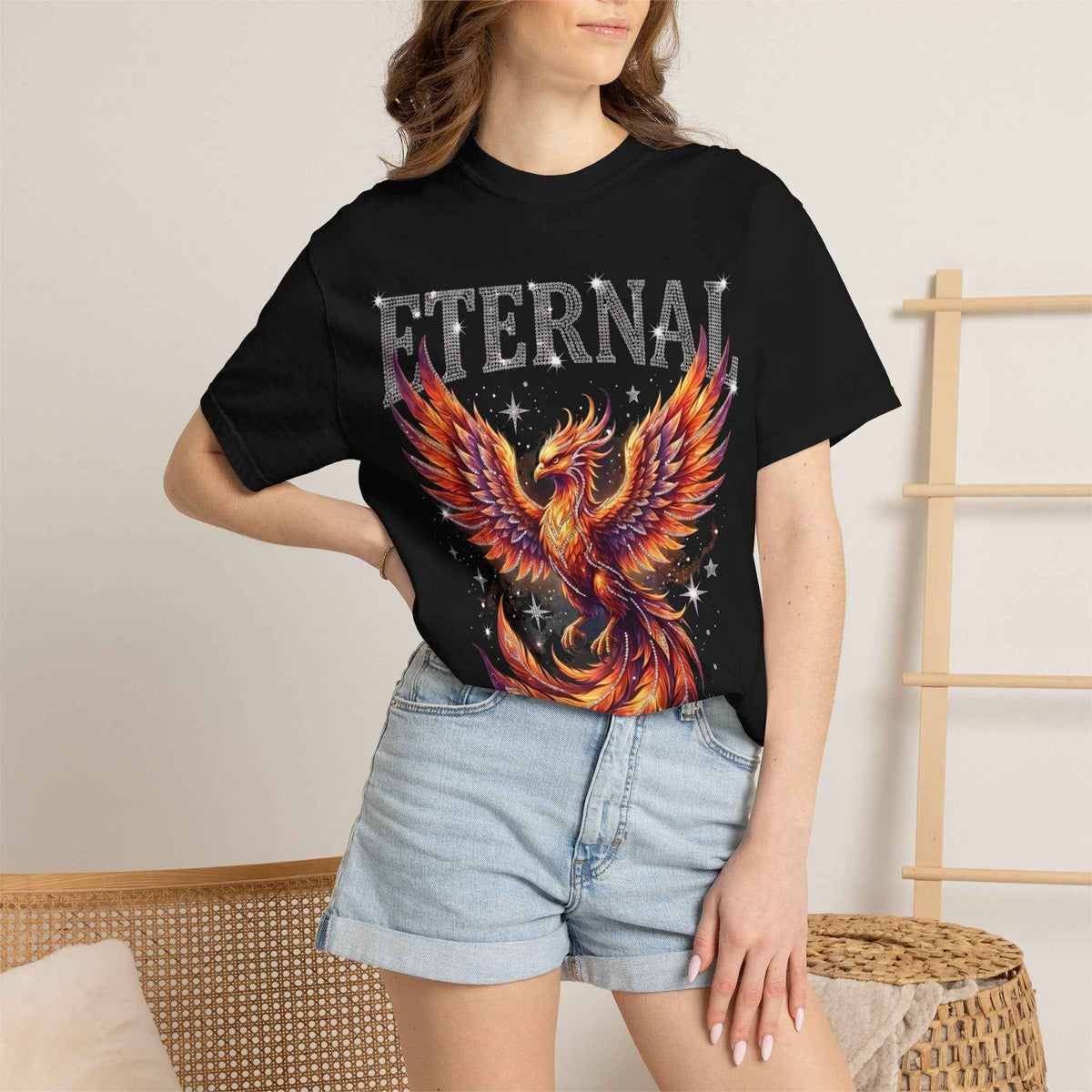 Retro Y2K Eternal Phoenix Tee - Celestial Graphic Streetwear
