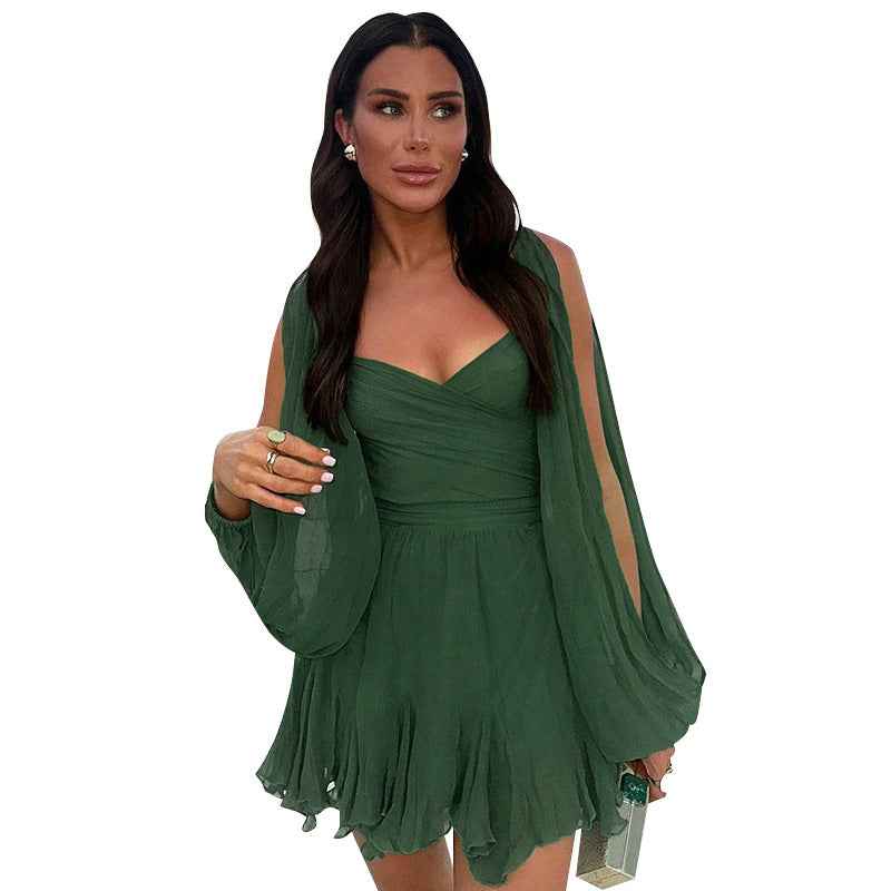 Women's Solid Color Slim Fit Short Dress - Trendy Style