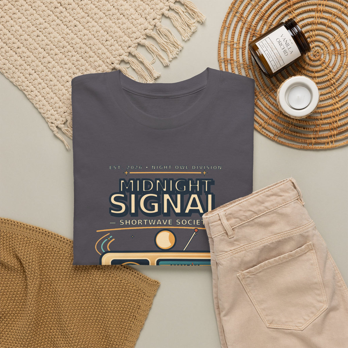 Midnight Signal Shortwave Society Tee | Vintage Ham Radio Operator Graphic Shirt | Gildan 5000