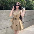 Khaki Dress-style Coat Belted Trench Coat