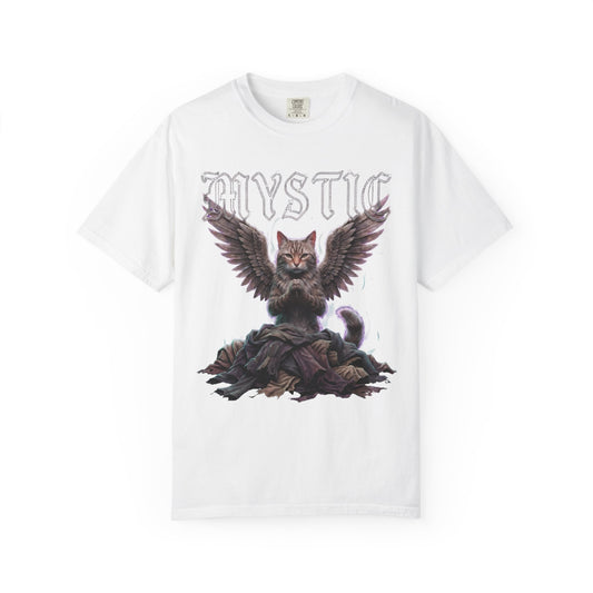 Mystic Cat Grafik-T-Shirt Gothic Engelsflügel T-Shirt Cyberpunk Urban Streetwear Harajuku Dark Aesthetic Comfort Colors 1717 Oversized Shirt