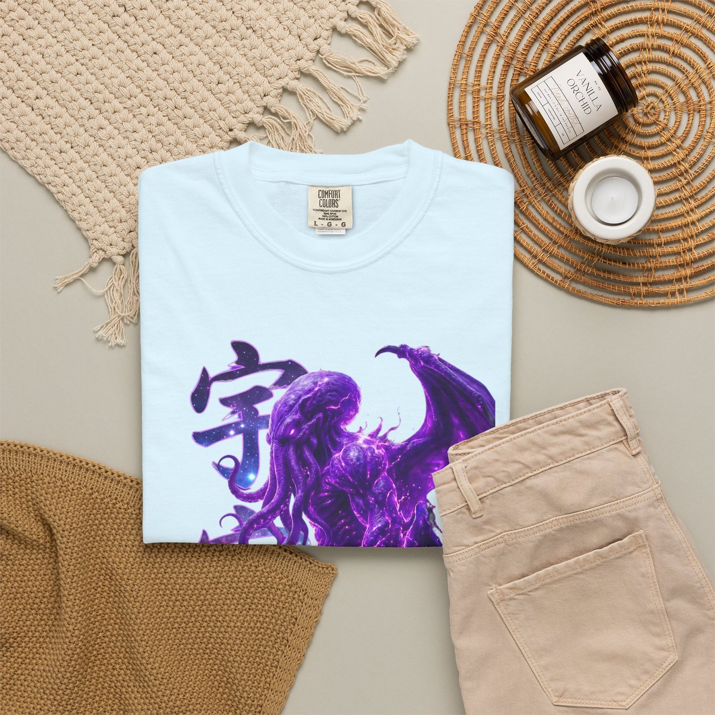 Purple Galaxy Monster Shirt Japanese Aesthetic T Shirt Cosmic Horror Graphic Tee Harajuku Streetwear Comfort Colors 1717 Apparel