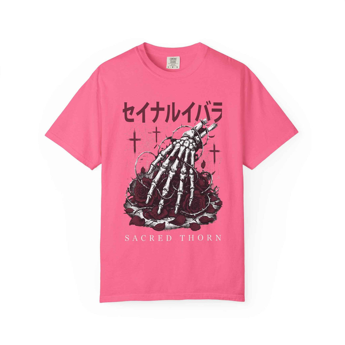 Dark Poetry Graphic Tee: Japanese Skeleton Hand Design