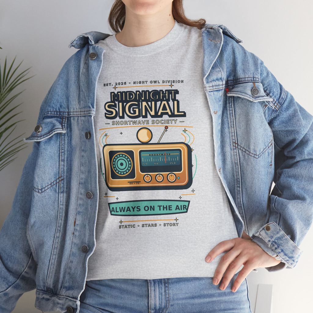 Midnight Signal Shortwave Society Tee | Vintage Ham Radio Operator Graphic Shirt | Gildan 5000