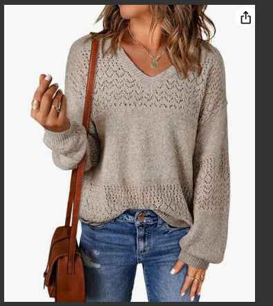 Women's Solid Color Sweater, Cozy Knit Top, XL Sizes