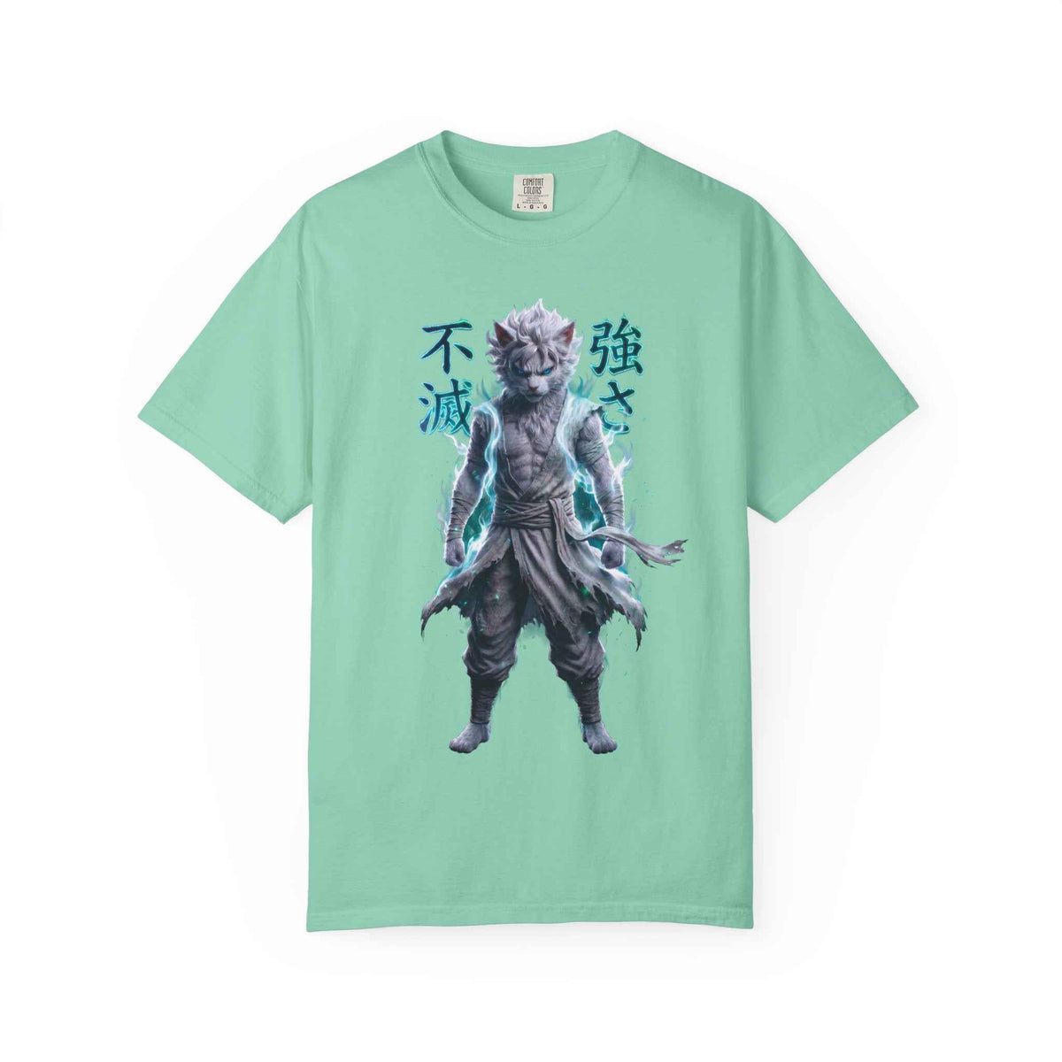 Cyberpunk Cat Warrior Graphic Tee - Harajuku Style, 100% Cotton Premium Tee