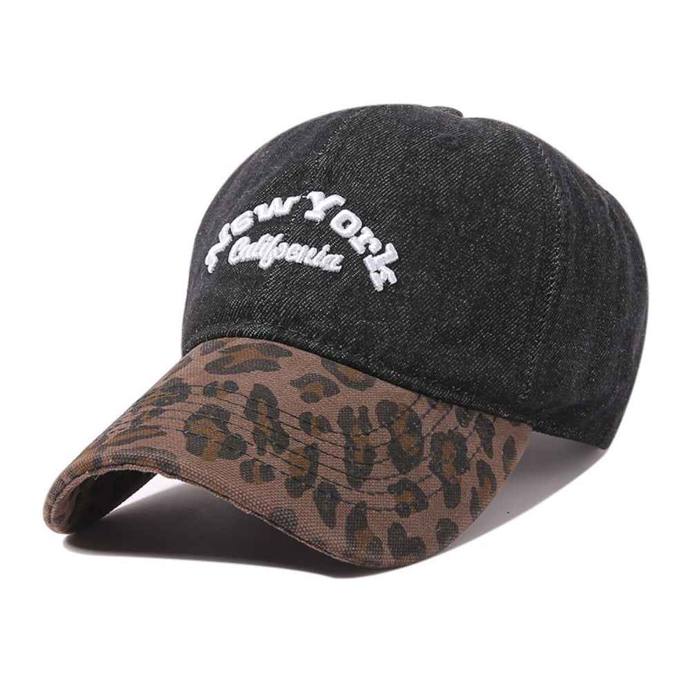 Vintage Girlstyle Leopard Print Baseball Cap, Distressed Lettered Hat