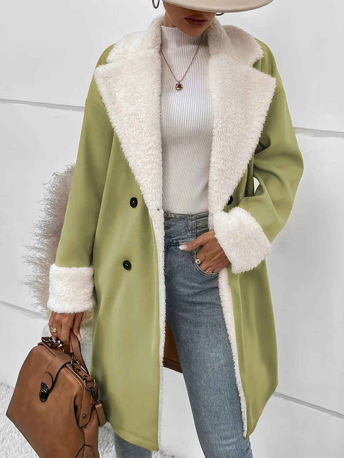 Women's Khaki Woolen Coat - Stylish & Warm for Leisure & Commute