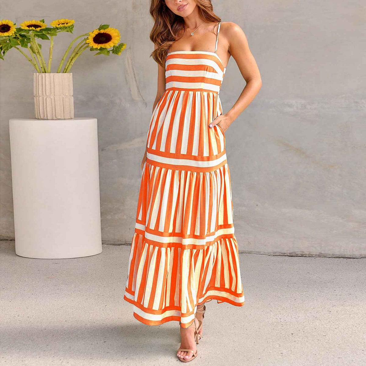 Summer Striped Backless Suspender Dress - Unique & Stylish Beachwear for Women