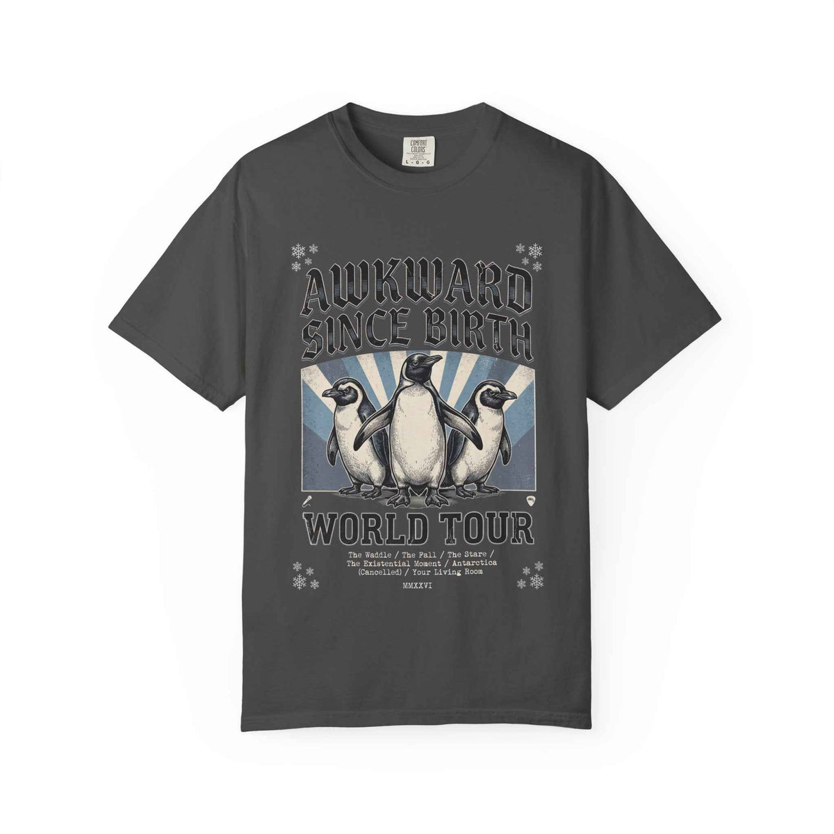 Vintage Washed Comfort Colors Penguin Tour Ironic Tee - Heavyweight Boxy