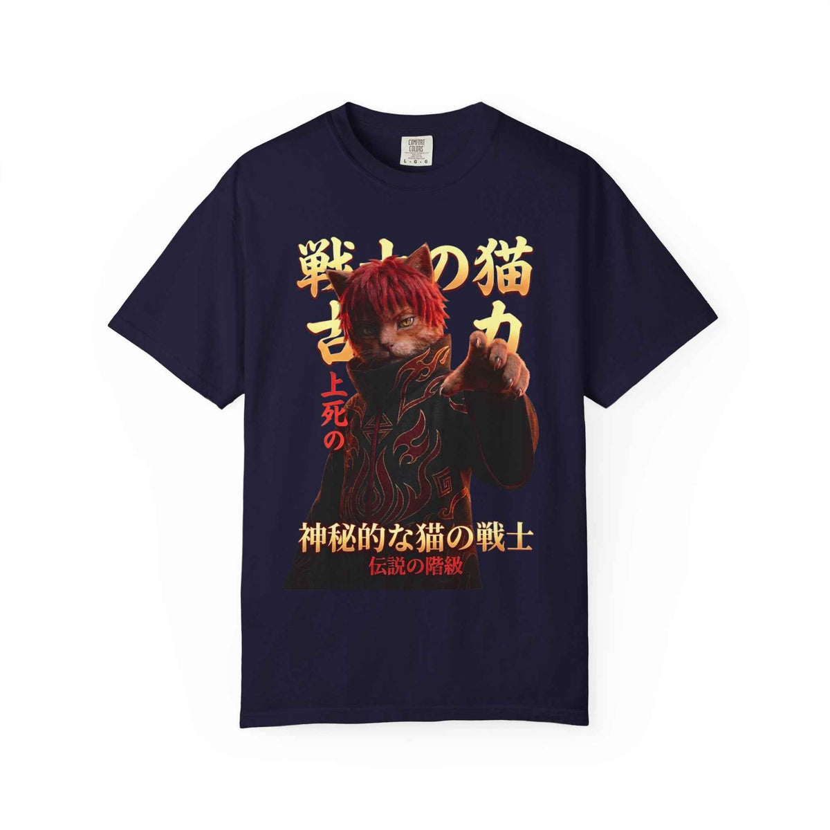 Premium Heavyweight Boxy Tee - Vintage Alternative Red Hair Cat Samurai Graphic T-Shirt | Dark Aesthetic Comfort Colors 1717