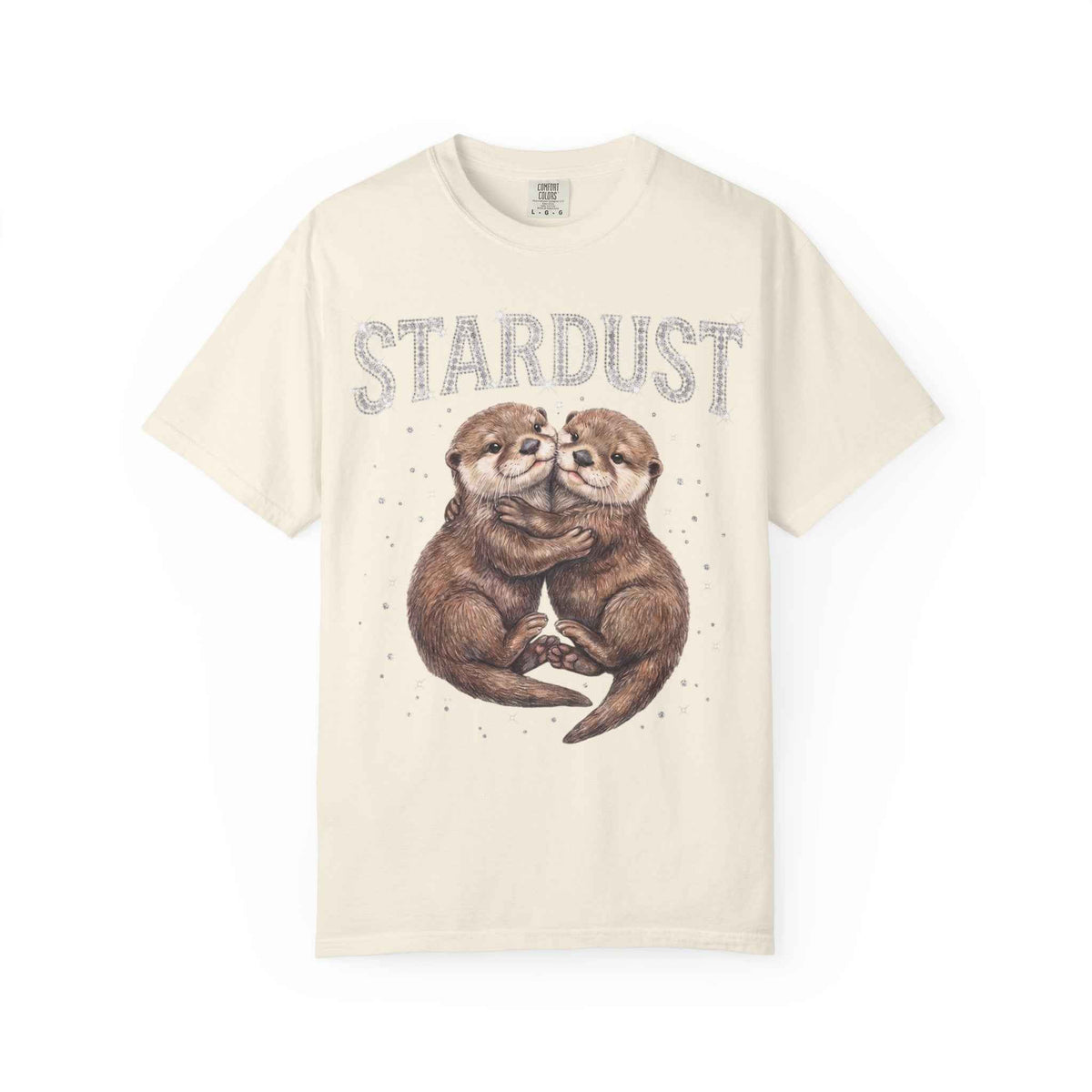 Retro Y2K Stardust Cute Otters Graphic Tee, Heavyweight Rhinestone Font