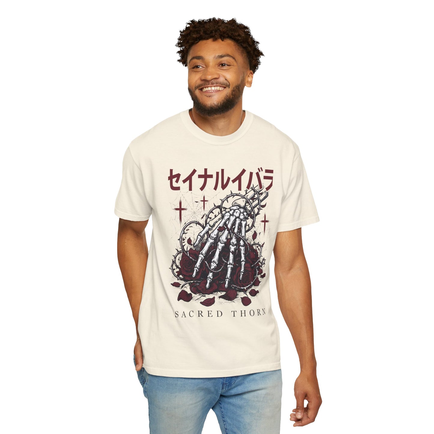 T-Shirt — Sacred Thorn Skeleton Hands Graphic Tee (セイナルイバラ)