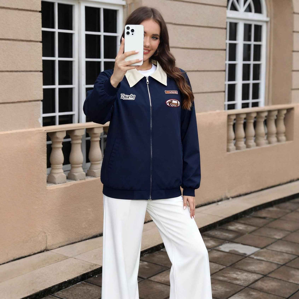 New Stylish Embroidered Bomber Jacket Baseball Uniform Top