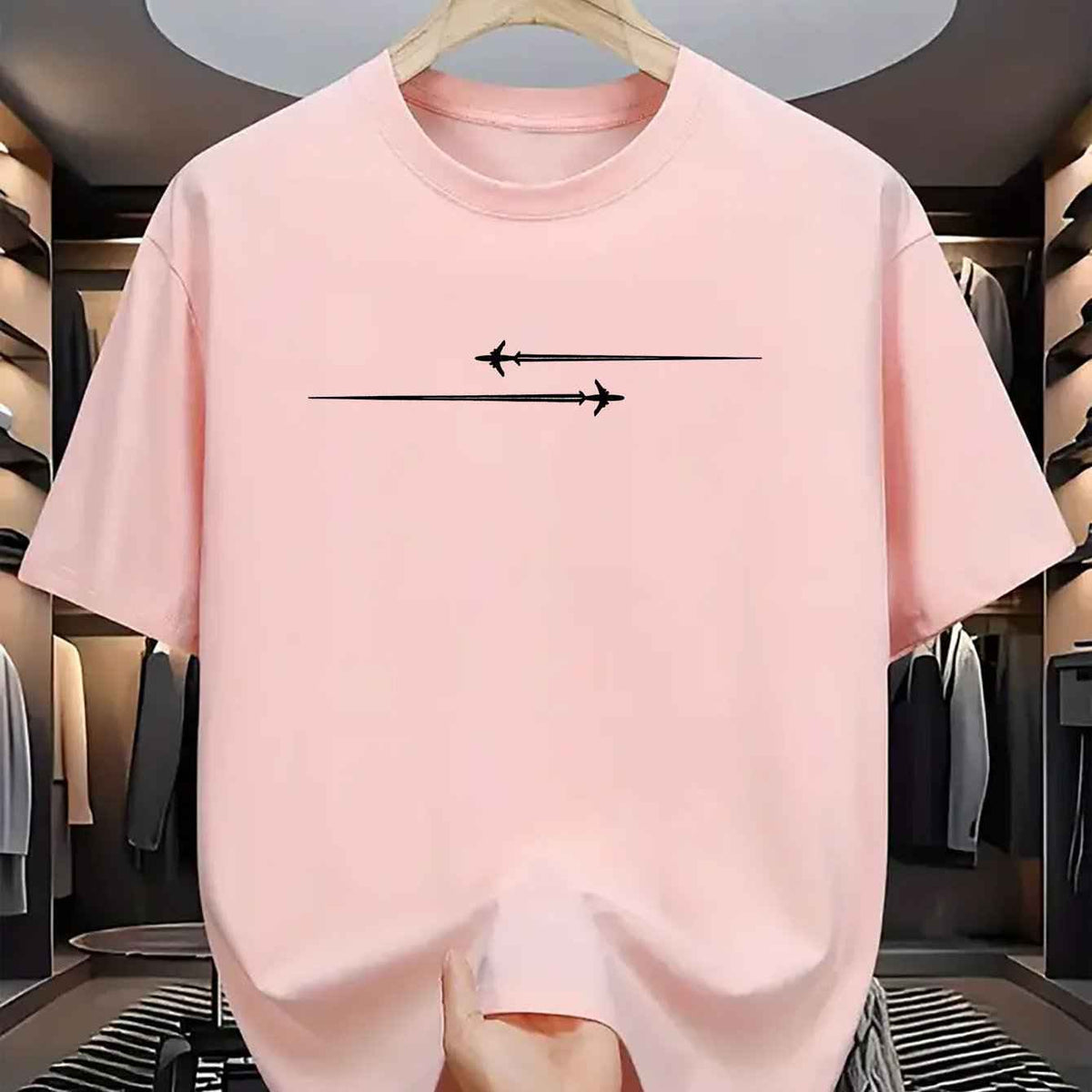 Vintage Minimalist Airplane Graphic Tee: Loose Fit Streetwear Classic